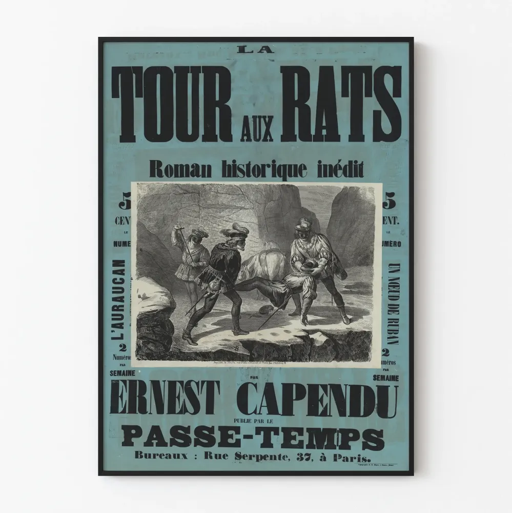 Vanha juliste La Tour aux Rats - Ernest Capendun ennen näkemätön historiallinen romaani
