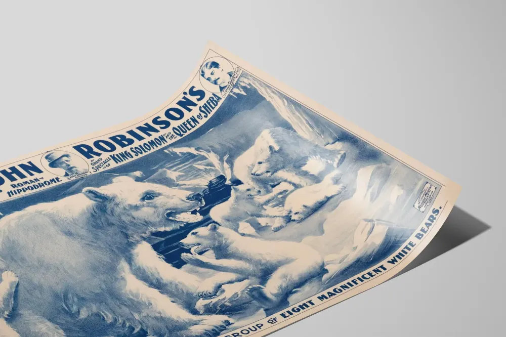 Vanha juliste Valkoiset karhut - John Robinsonin sirkus