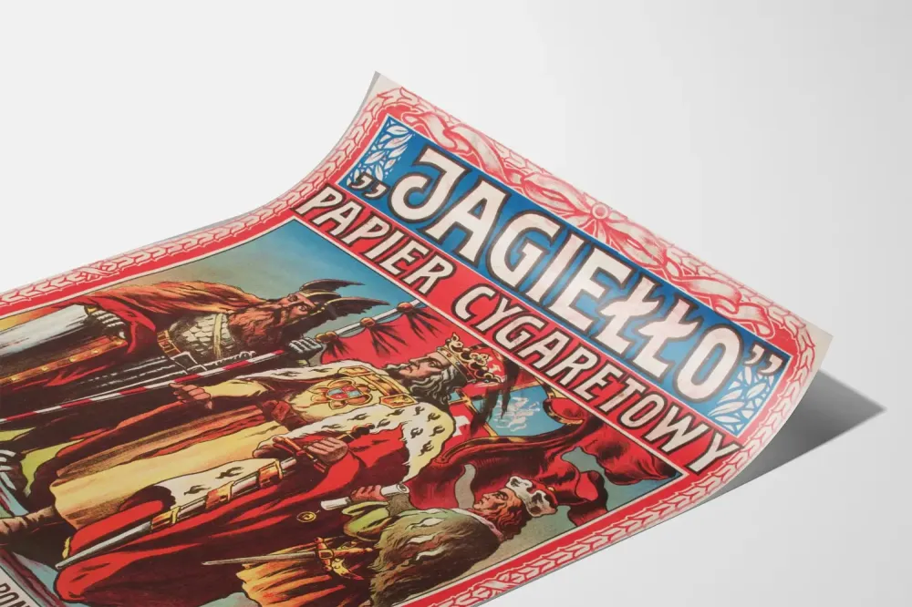 Vanha koristejuliste tupakkapaperista Jagiello