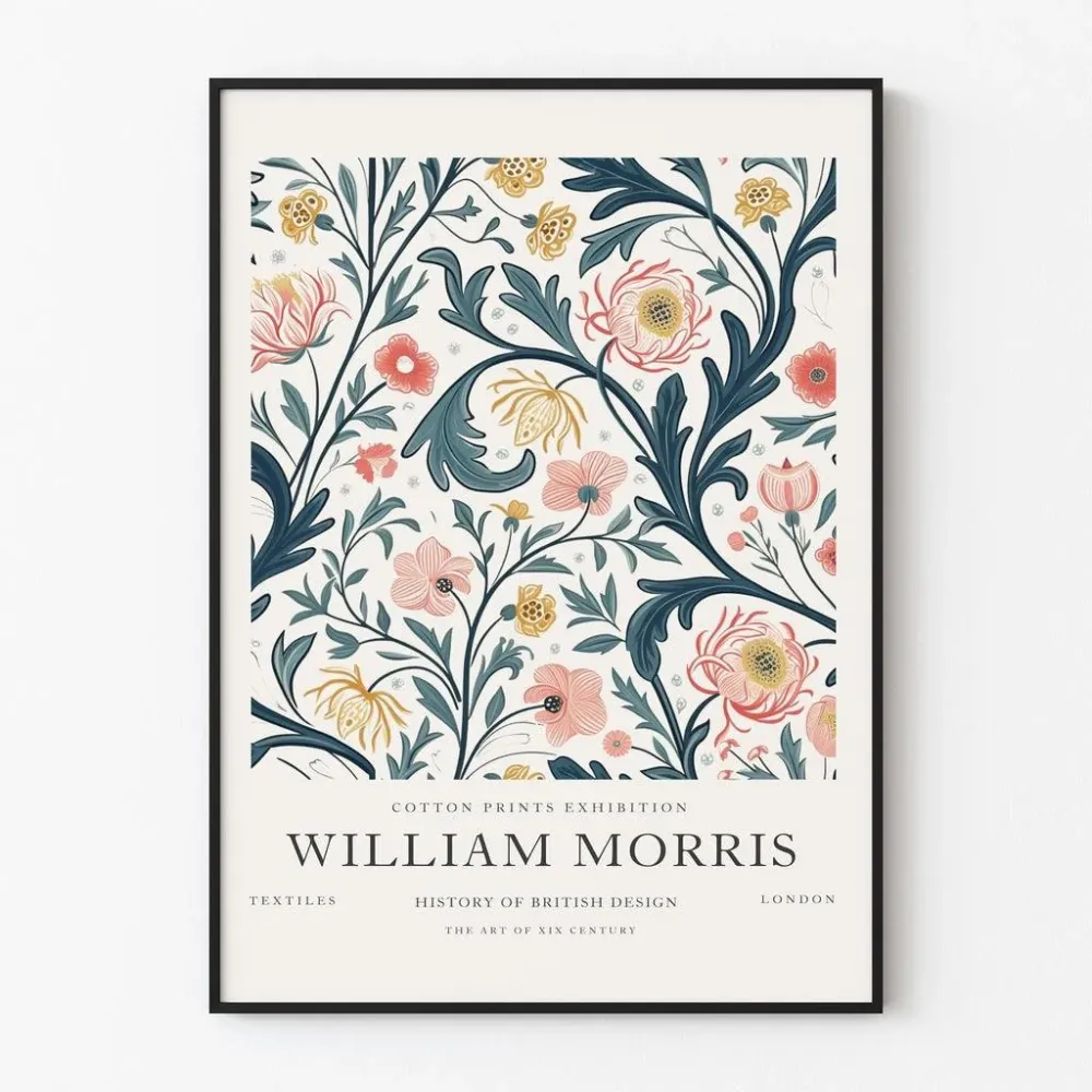 Vanha William Morris - Pastellikukat juliste