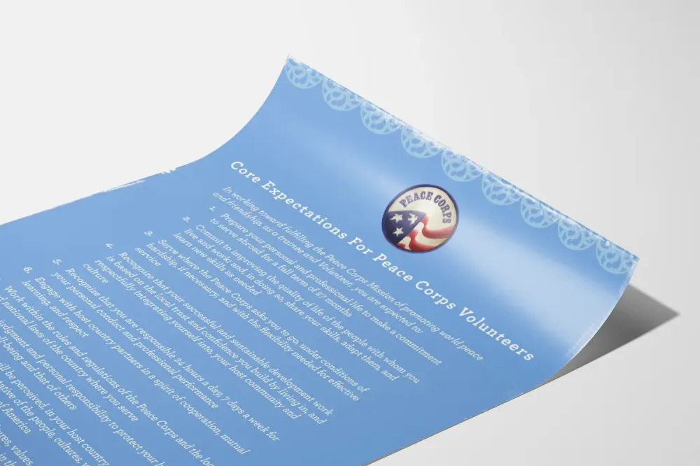 Vapaaehtoisten Keskeiset Säännöt Peace Corps -juliste