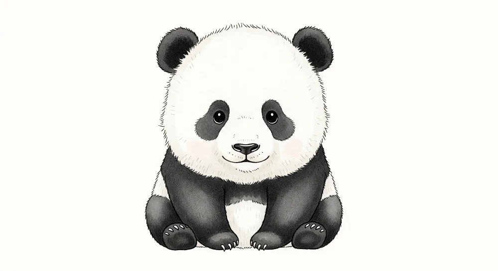 Vauvanhuoneen tapetti | Suloinen istuva panda lempeine silmineen