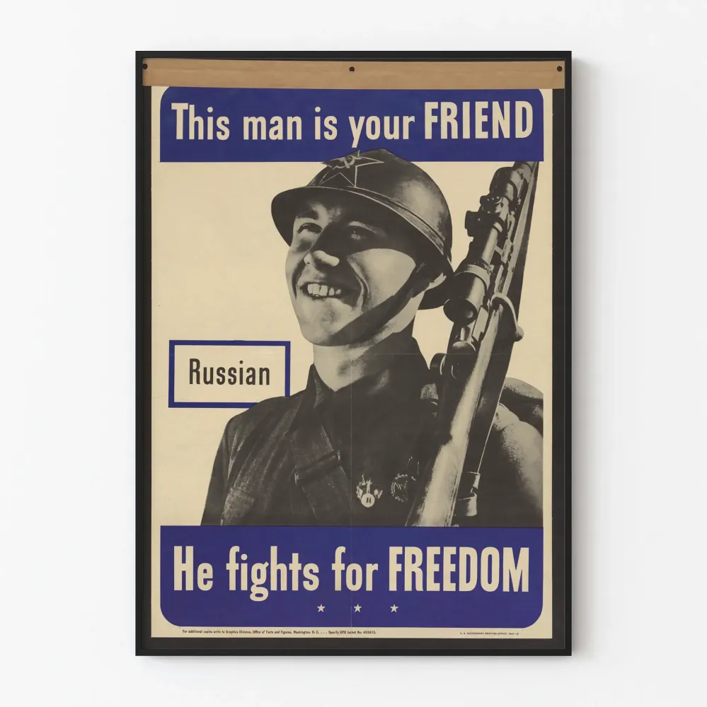 Venäläisen sotilaallisen propagandajulisteen seinäkoriste historiallinen