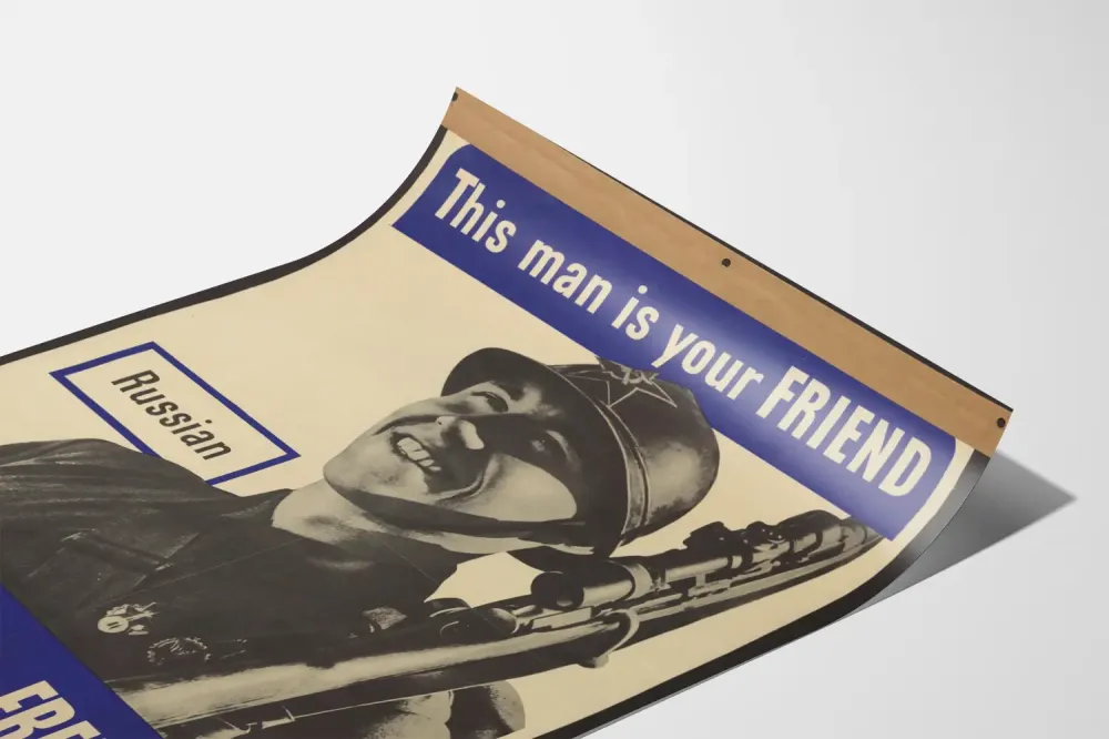 Venäläisen sotilaallisen propagandajulisteen seinäkoriste historiallinen