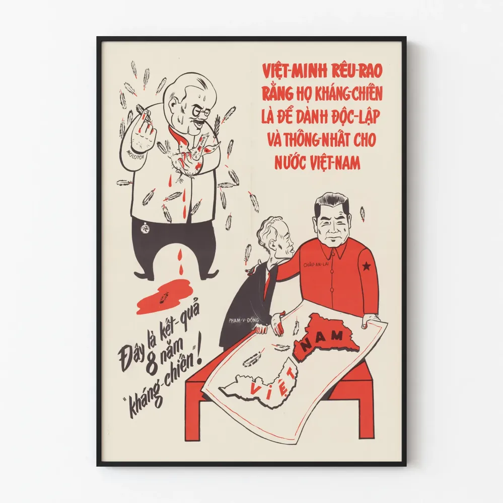Vietnamilainen propagandajuliste itsenäisyyden ja yhdistymisen taistelusta