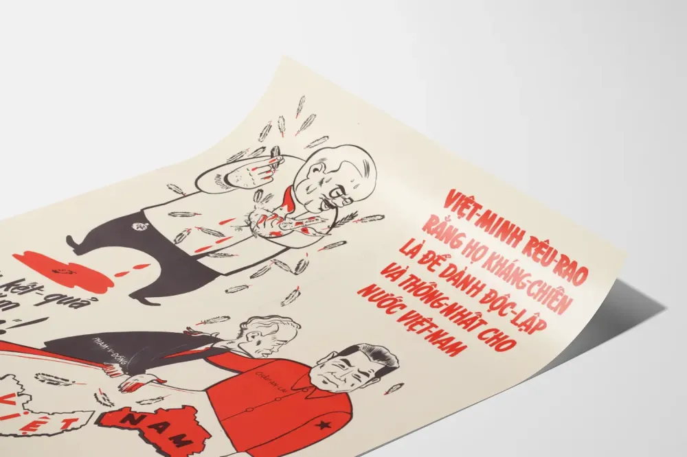 Vietnamilainen propagandajuliste itsenäisyyden ja yhdistymisen taistelusta