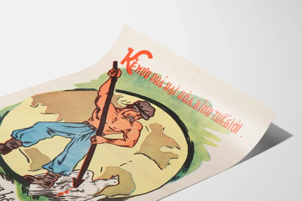 Vietnamilainen propagandajuliste maailman sotaa vastaan