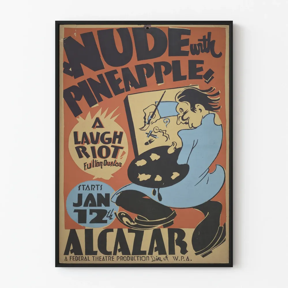 Vintage alastonkuva ananas-aiheisena - Taiteellinen seinäkoriste