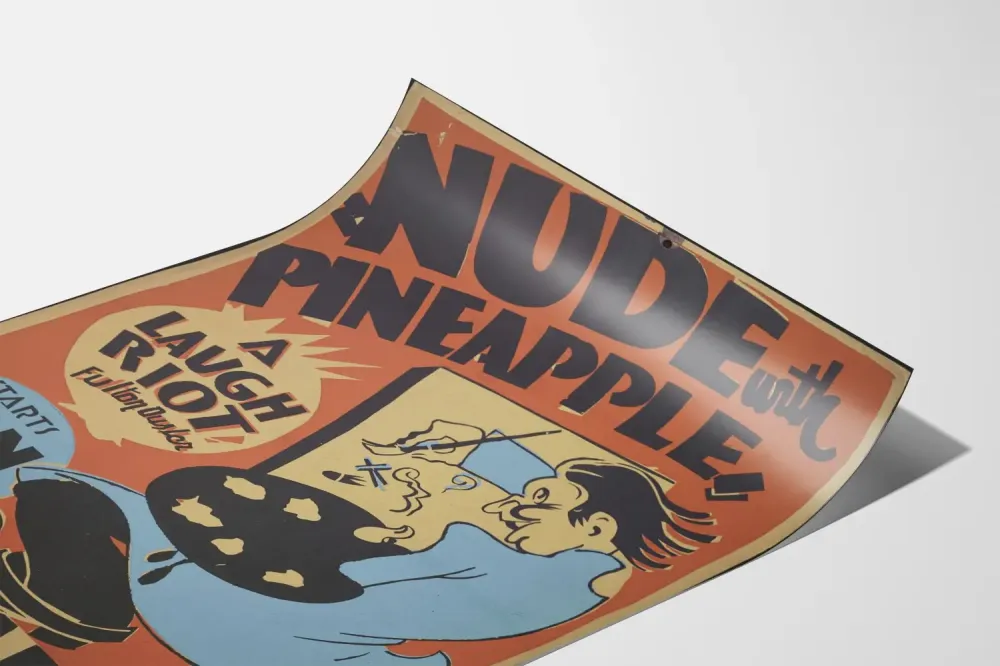 Vintage alastonkuva ananas-aiheisena - Taiteellinen seinäkoriste