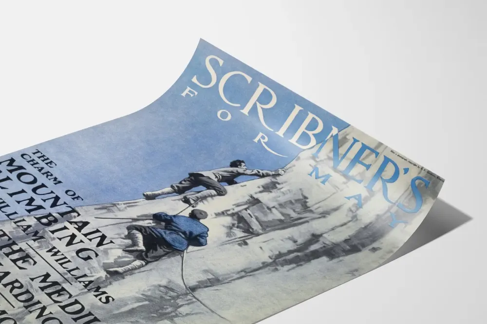 Vintage alppihiihtotaulu Scribner's toukokuu - inspiroiva seinäkoriste