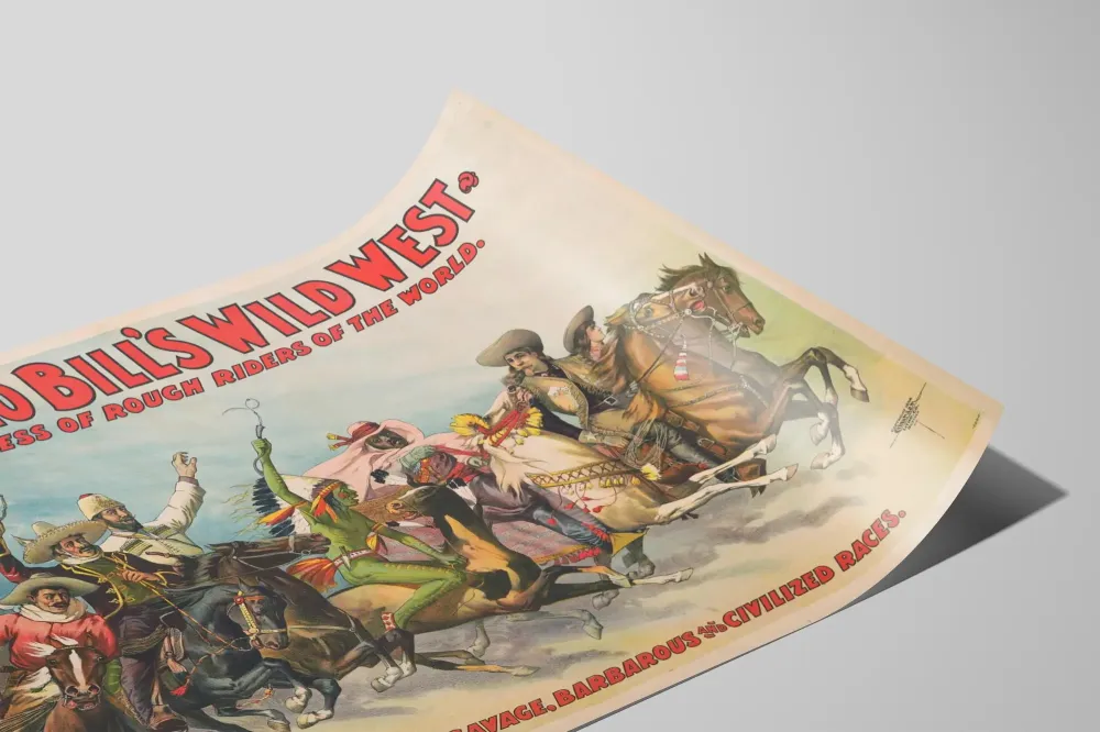 Vintage Buffalo Bill’s Wild West - Seinäkoriste lännen ja ratsastuksen teemasta