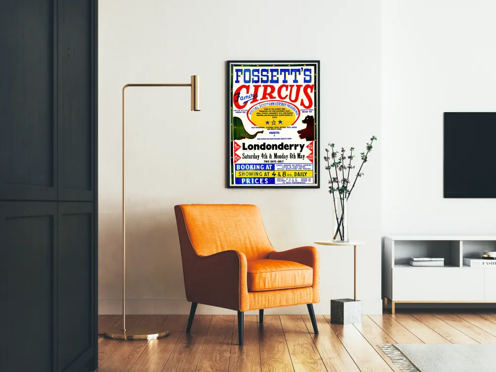 Vintage Fossett's kuuluisa sirkus - retroseinäkollaite