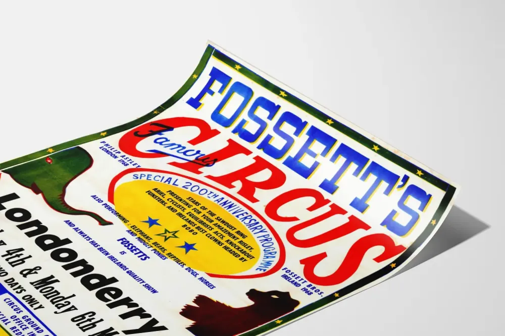 Vintage Fossett's kuuluisa sirkus - retroseinäkollaite
