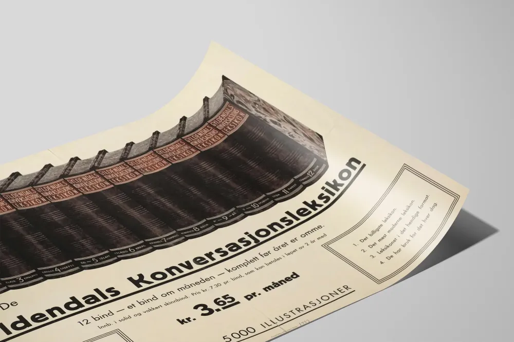 Vintage Gyldendals Konversasjonsleksikon - Retro-seinäkoriste kirja