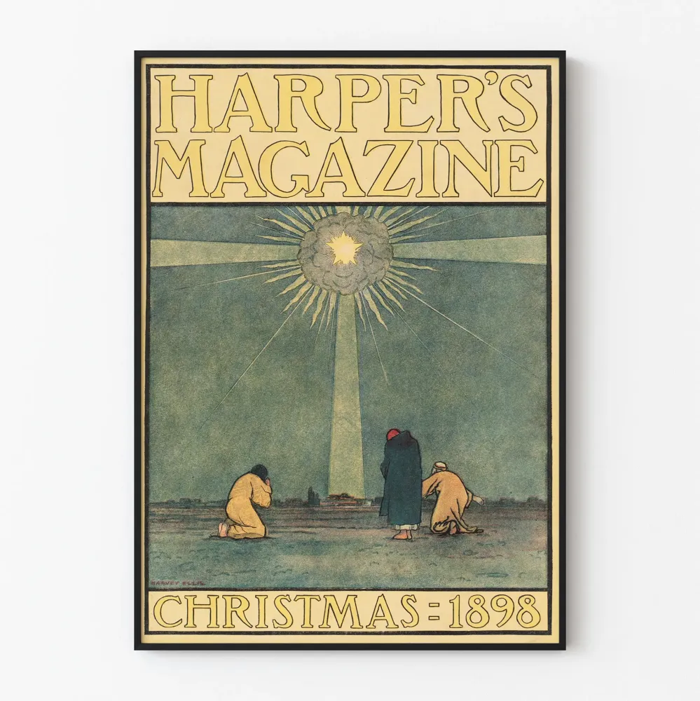 Vintage Harper's Magazine joulukuva 1898 seinäkoriste