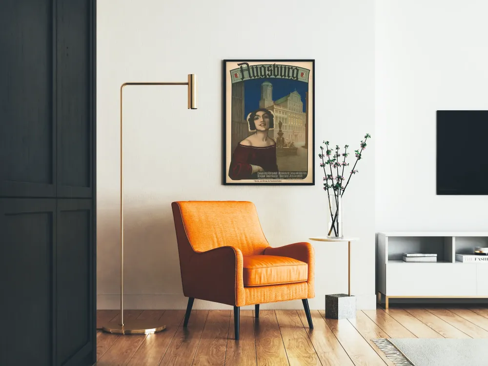 Vintage koristeposter Augsburgin kaupunki