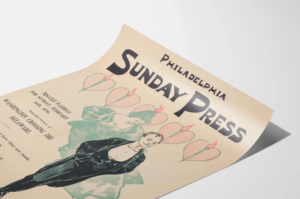 Vintage Philadelphia Sunnuntai Lehti 1896 - Retroseinäkke