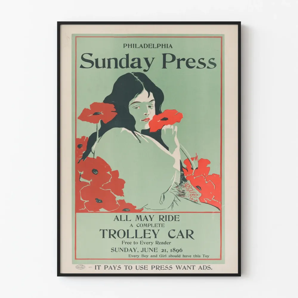 Vintage Philadelphia Sunnuntai Lehti 1896 - Retroseinäkkeulauta