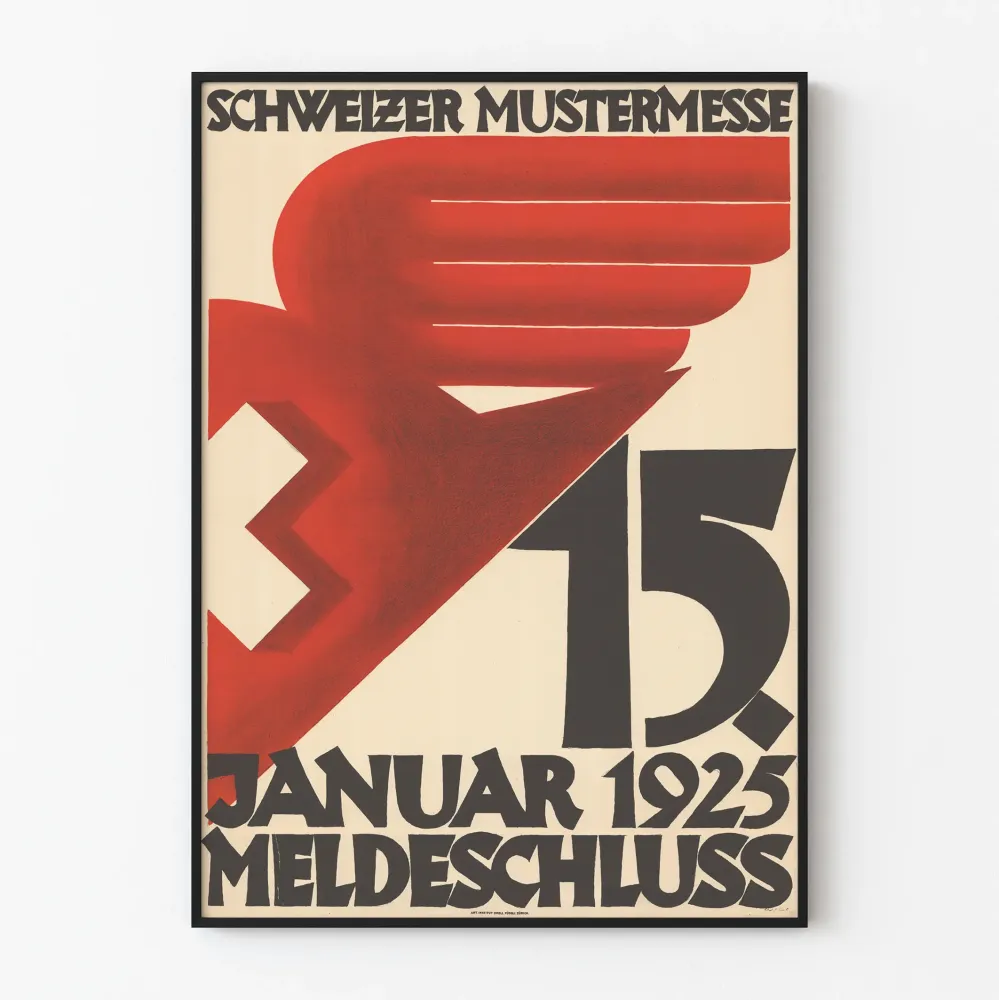Vintage Schweizers Mustermesse 1925 - Graafinen seinäkoriste