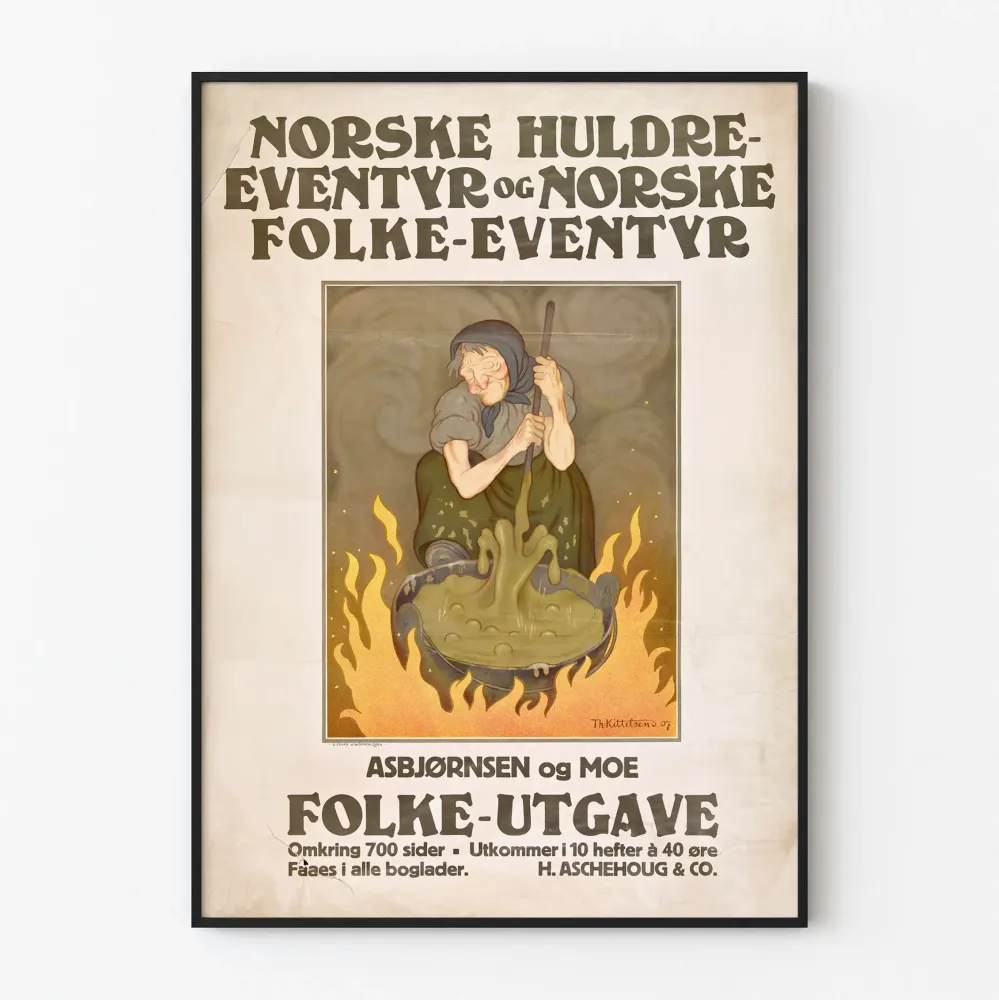 Vintage sisustustarra norjalaisista tarinoista Huldre ja kansat