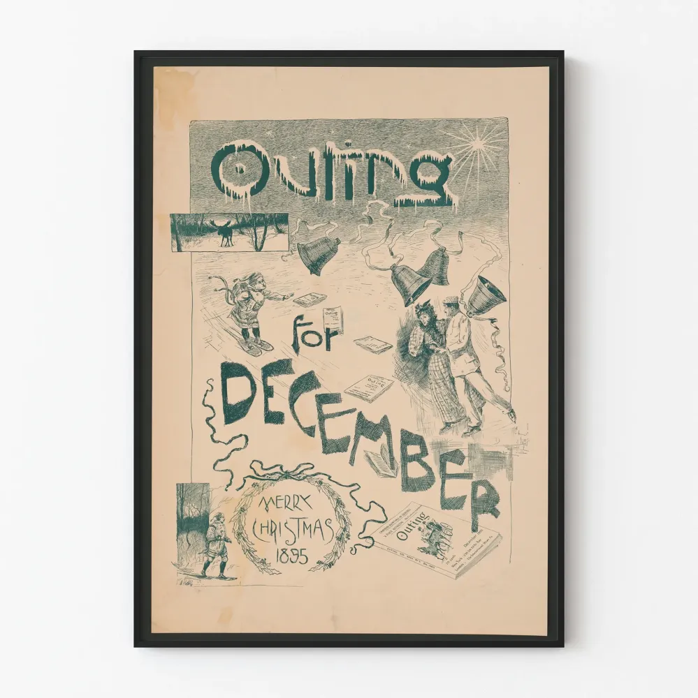 Vintage sisustustuloste Outing December Hyvää joulua 1895