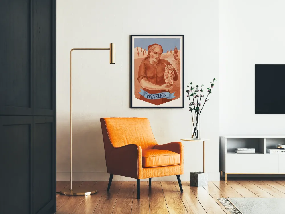 Vintage sisustustuloste viininviljelijän sadonkorjaaja