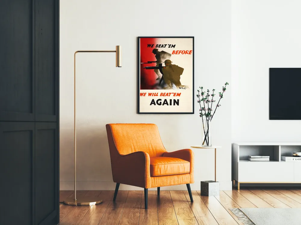 Vintage sotilaspainos Me voittamme heidät ennen uudelleen