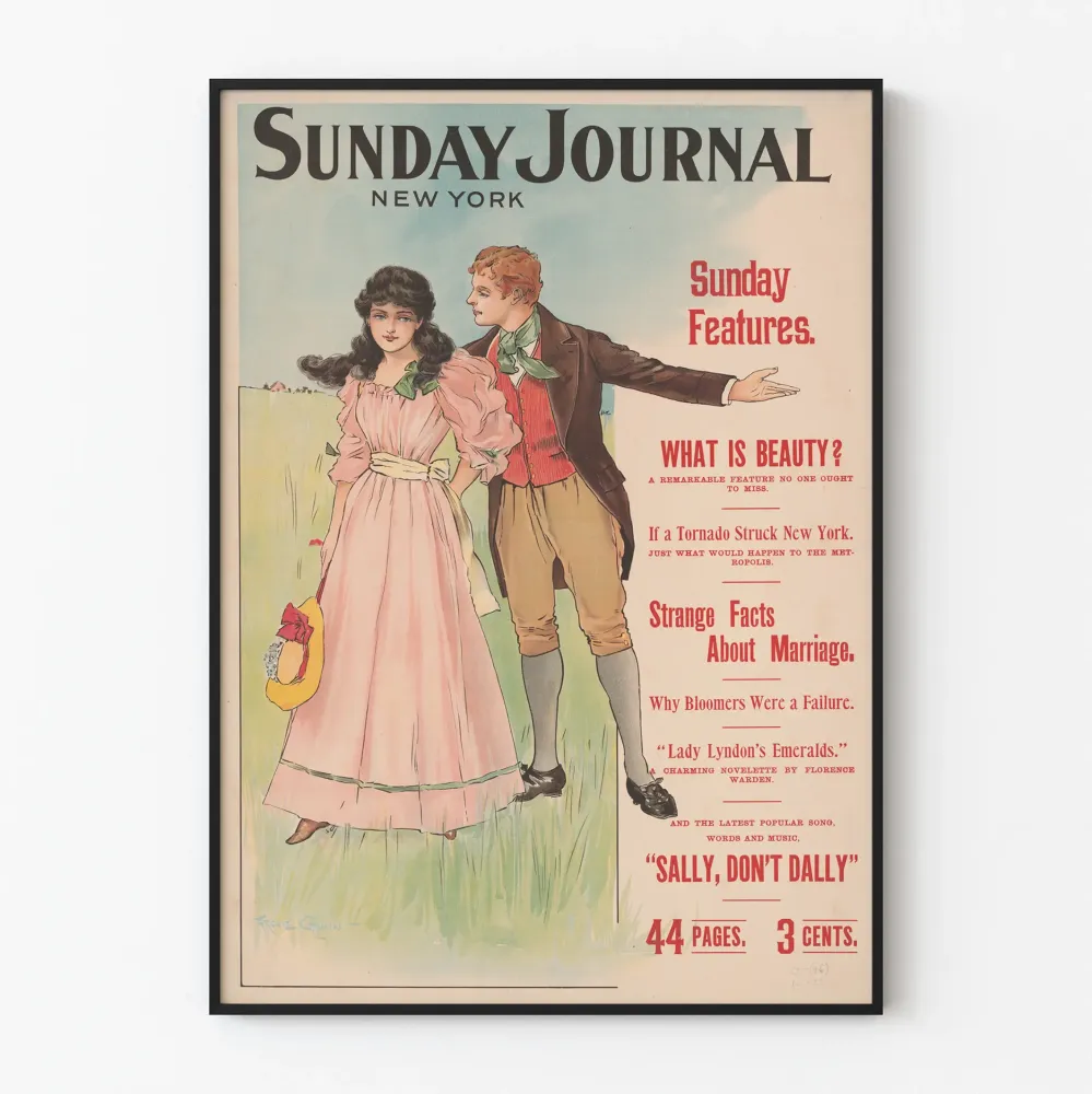 Vintage sunnuntai-lehti New York - Retro-seinäkoriste