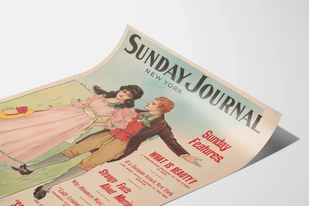 Vintage sunnuntai-lehti New York - Retro-seinäkoriste