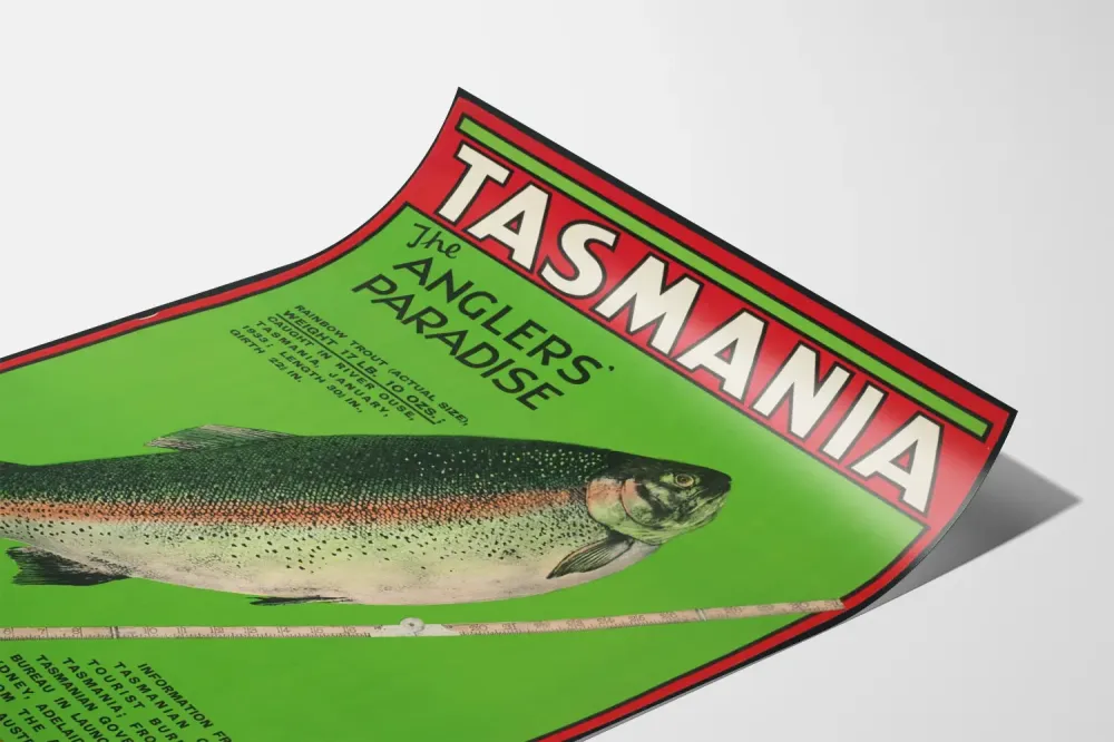 Vintage Tasmania Kalastajien paratiisi – Seinäkäsitys Kalastus ja Luonto