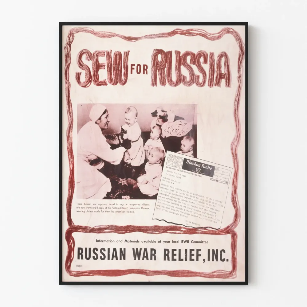 Vintage Venäläinen Sodan Avustustuloste - Humanitaarinen Seinäkäsitys