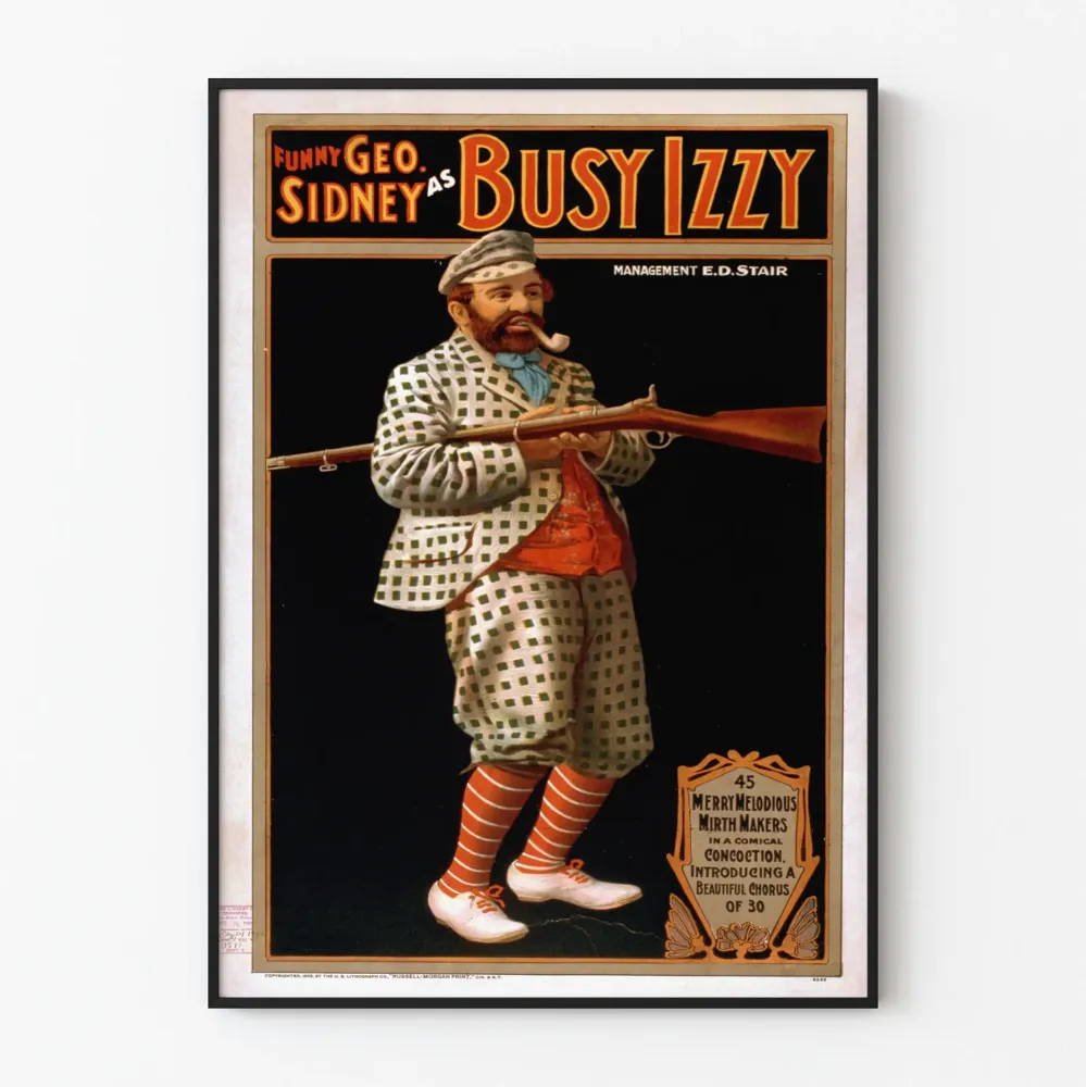 Vintagehauska Geo Sidney kuin kiireinen Izzy - Seinäkoriste Retro Juliste
