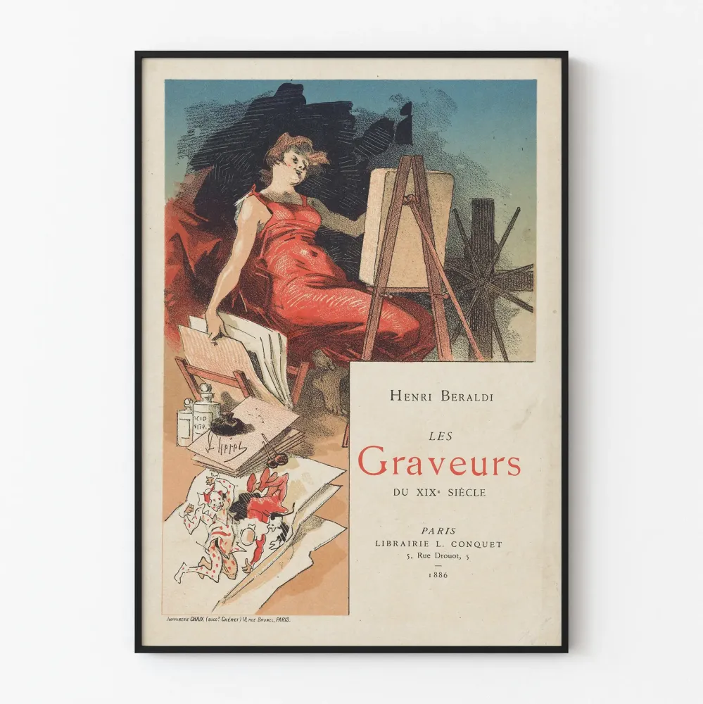 Vintagejuliste 1800-luvun kaivertajat Henri Beraldilta