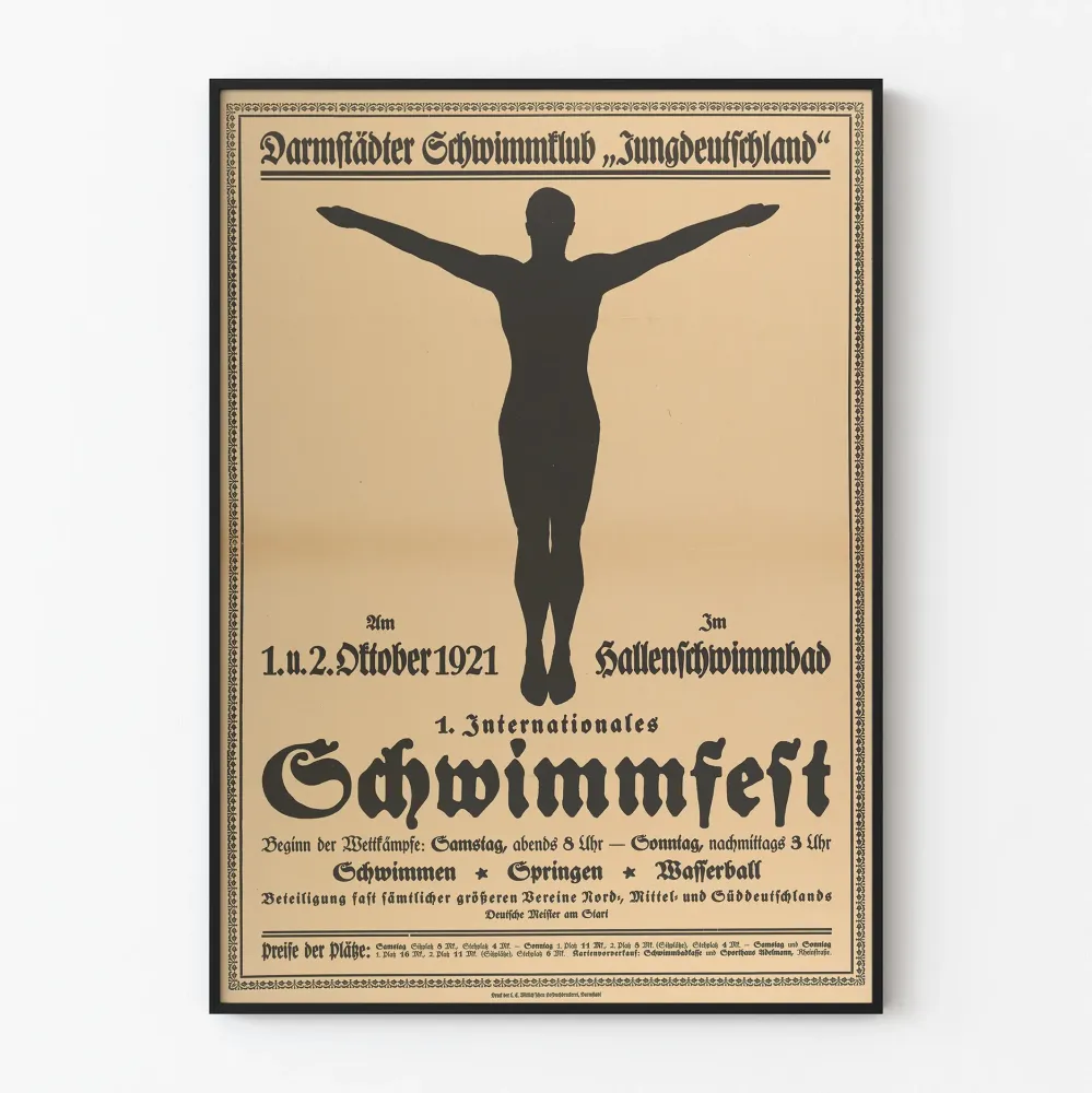 Vintagejuliste 1921 - Ensimmäinen Kansainvälinen Uimafestivaali