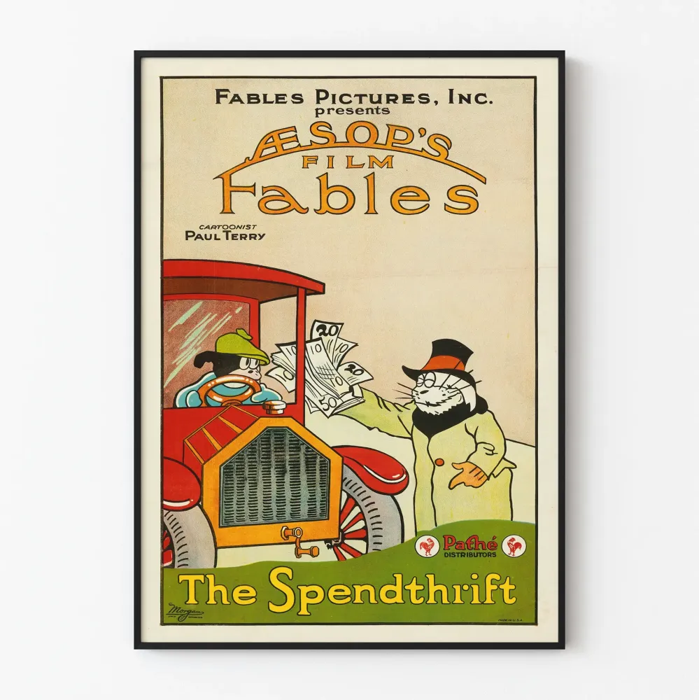 Vintagejuliste Aesopin sadut Taloudenpitäjä - Retroseinäkäsittely