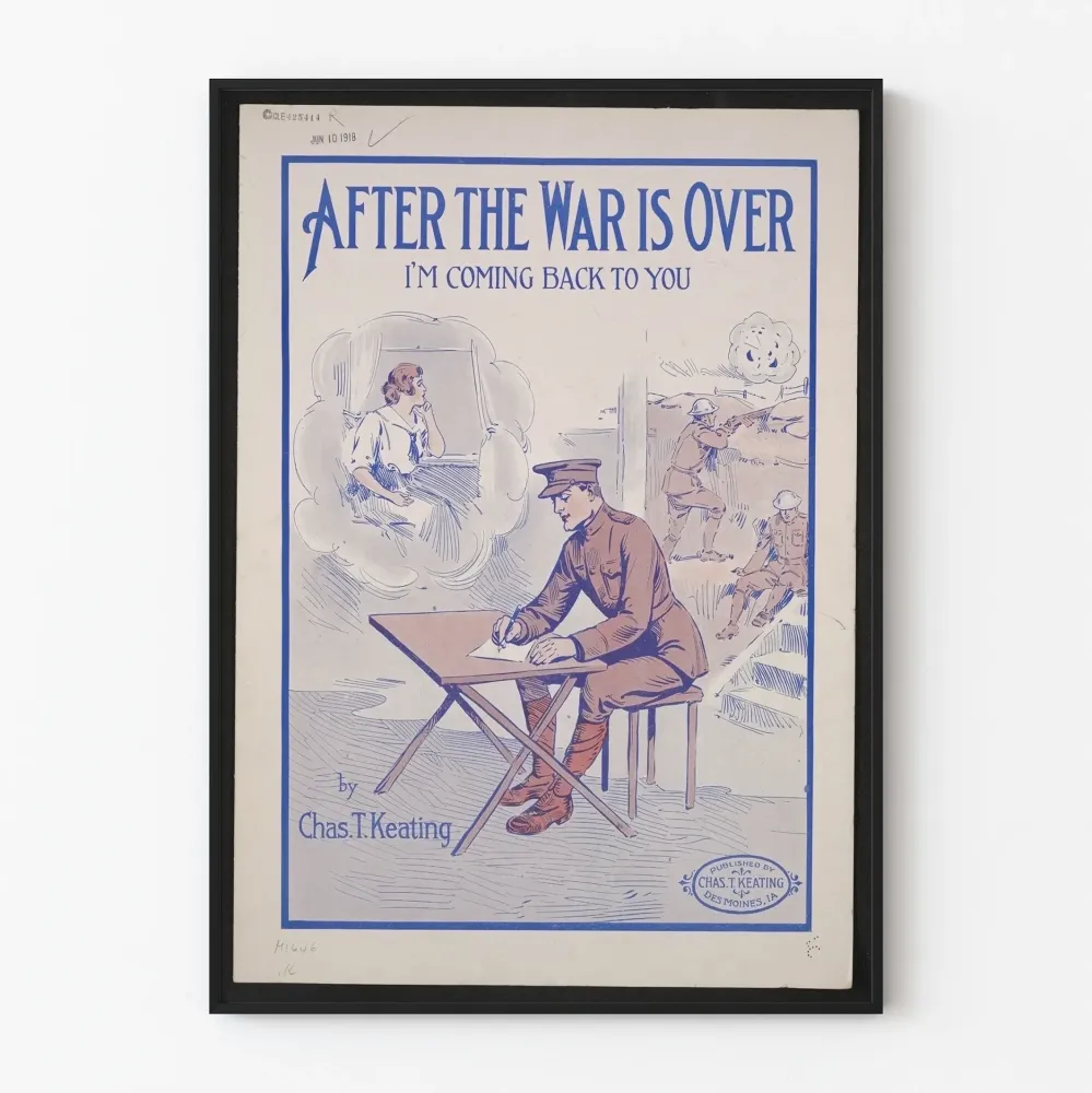 Vintagejuliste "After War Is Over" - Seinäsisustus Sotilas ja Muisto