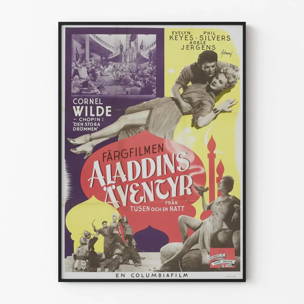 Vintagejuliste Aladdinin seikkailut seinäkoriste elokuvateatteri