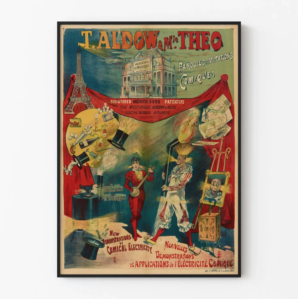Vintagejuliste T. Aldow & M. le Théo Parodiat ja humoristiset jäljitelmät