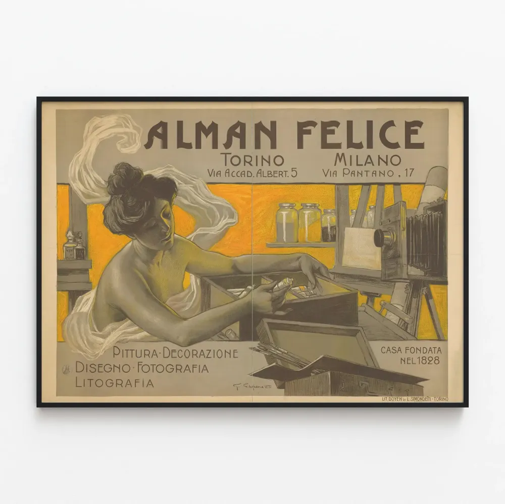 Vintagejuliste Alman Felice - Taiteellinen seinäkoristelu ja valokuva Torinossa ja Milanossa
