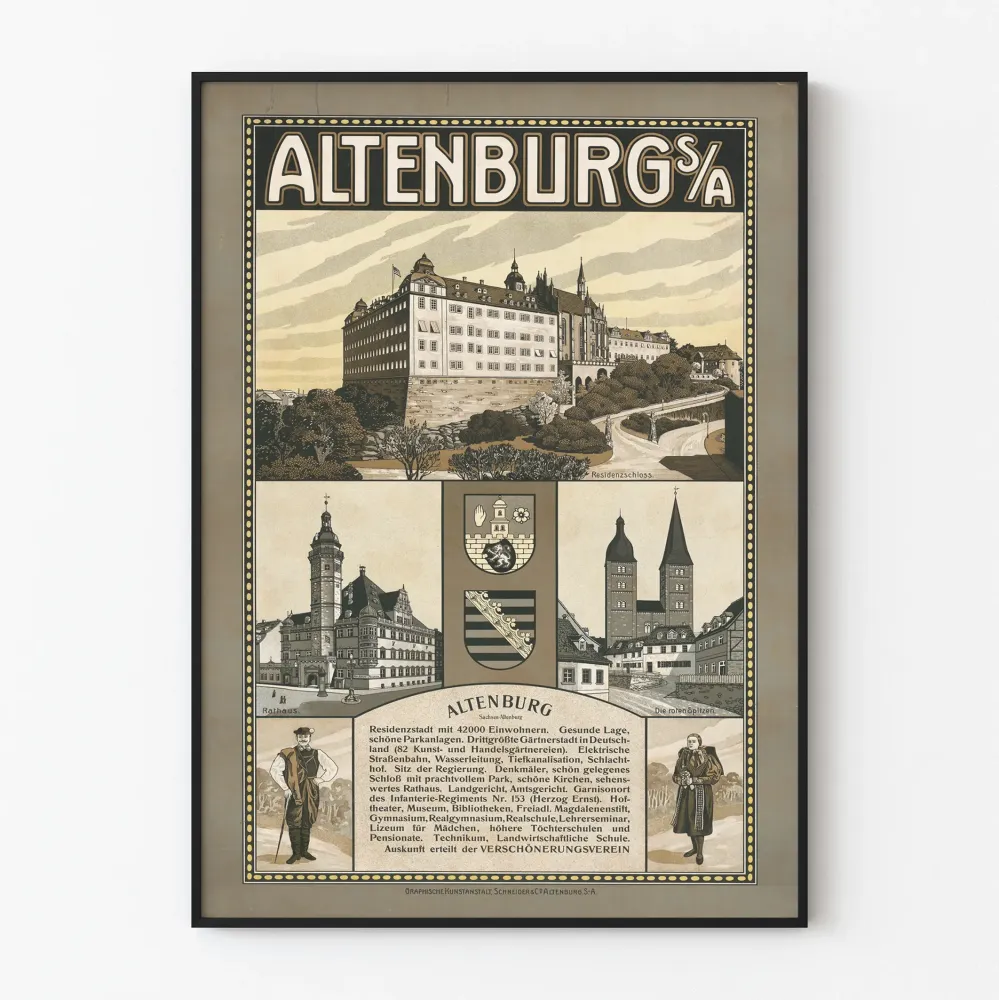 Vintagejuliste Altenburg Sachsen - Historiallinen seinäkoriste