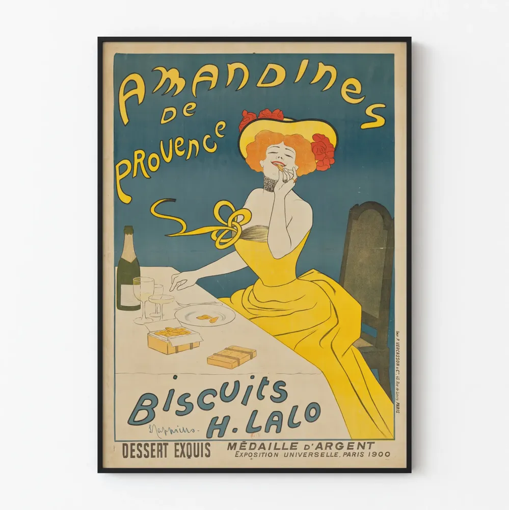 Vintagejuliste Amandines de Provence -keksejä H. Lalo