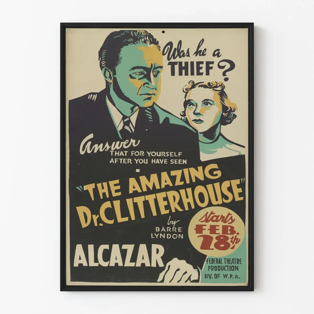 Vintagejuliste ' Amazing Dr. Clitterhouse' - Retroseinäkoristelu