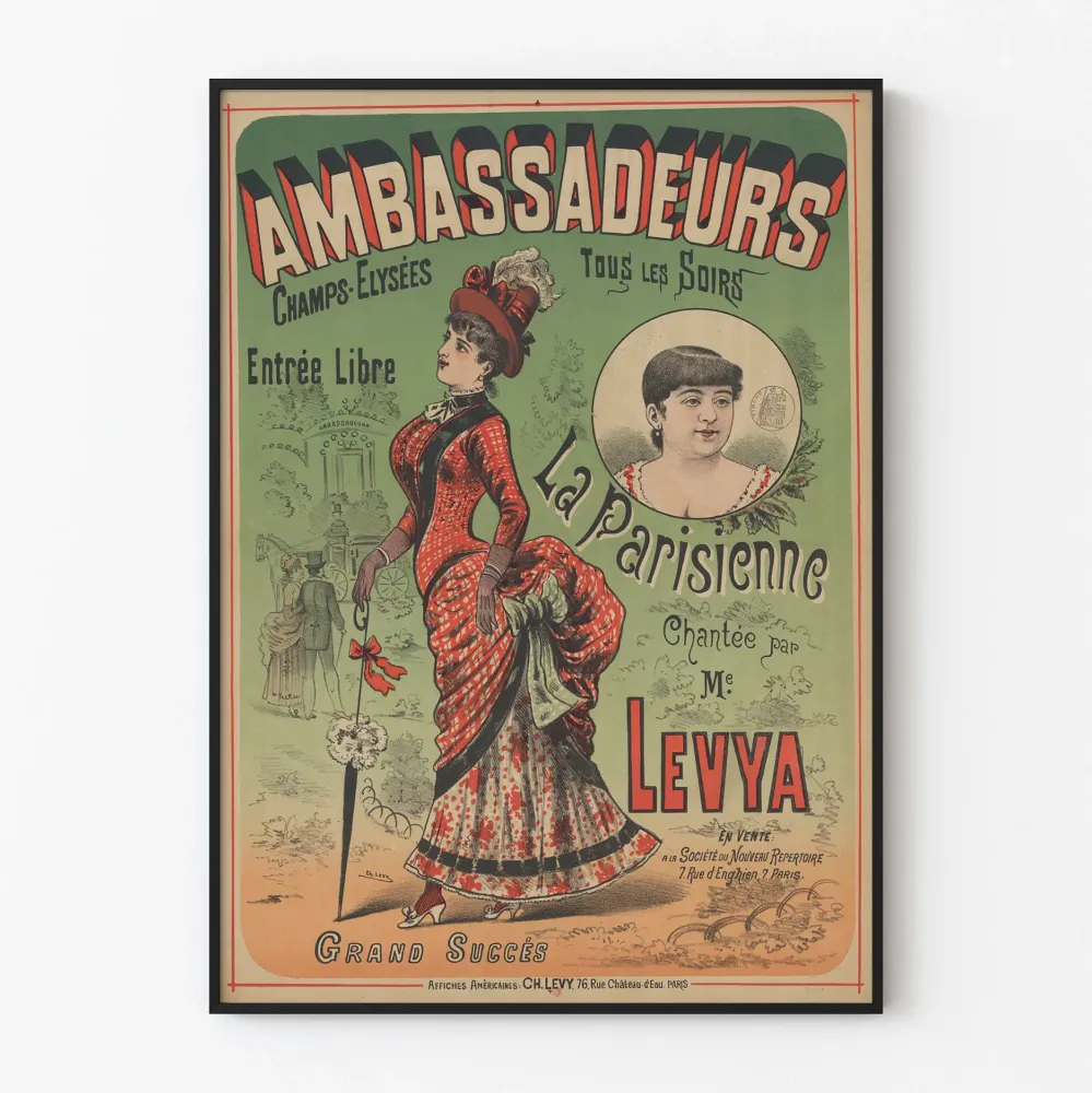 Vintagejuliste Ambassadeurs Champs-Élysées - La Parisienne laulettuna Mme Levyan toimesta