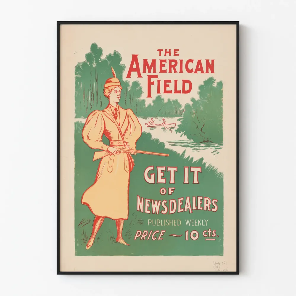 Vintagejuliste American Field - Retro seinäkoriste metsästys ja luonto