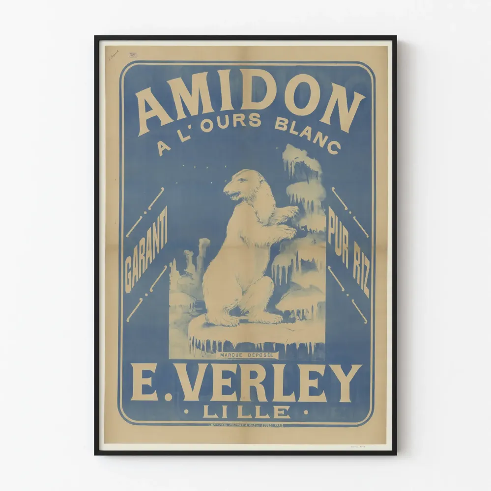 Vintagejuliste Amidon à l'Ours Blanc E.Verley Lille