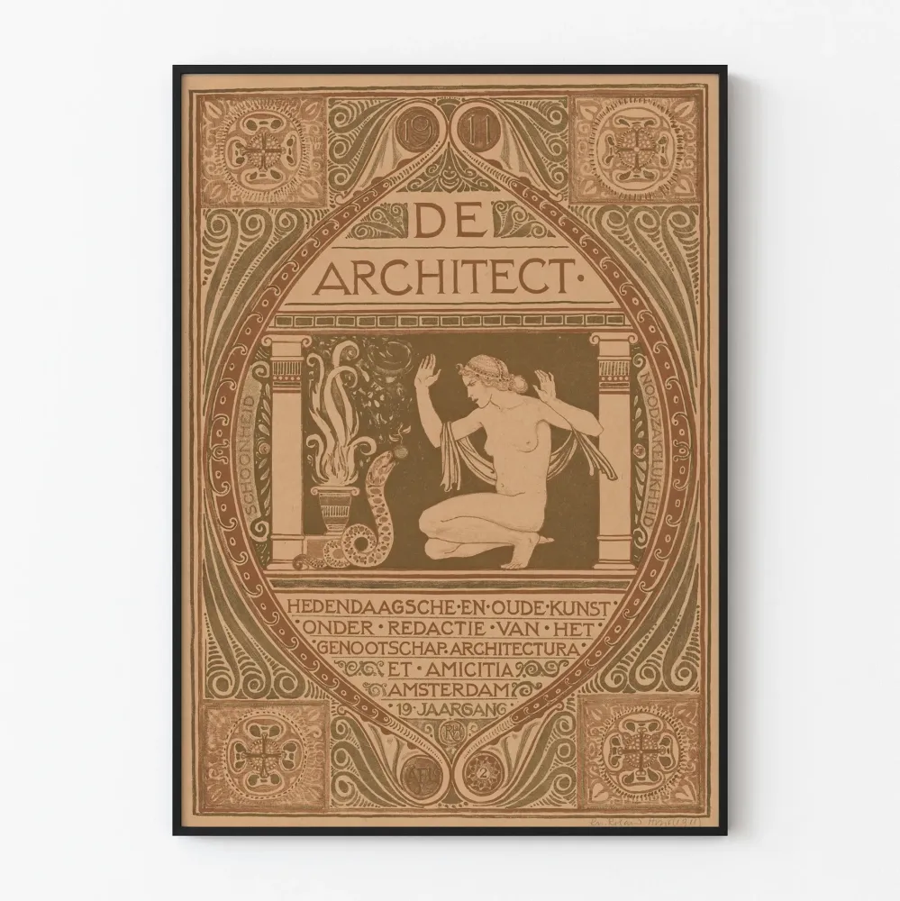 Vintagejuliste 'De Architect' - Art nouveau - Taiteellinen seinäkoristelu 1911