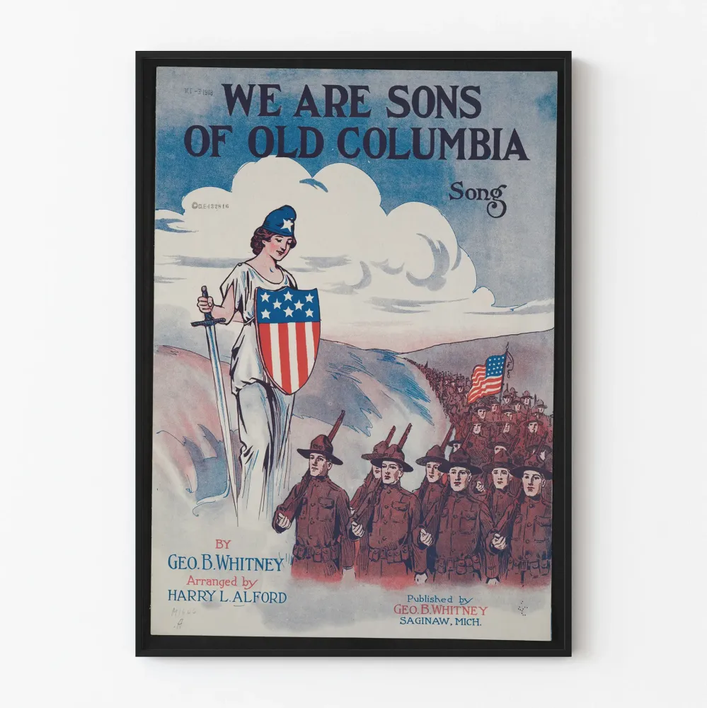 Vintagejuliste We Are Sons Old Columbia - Isänmaallinen seinäkoristelu