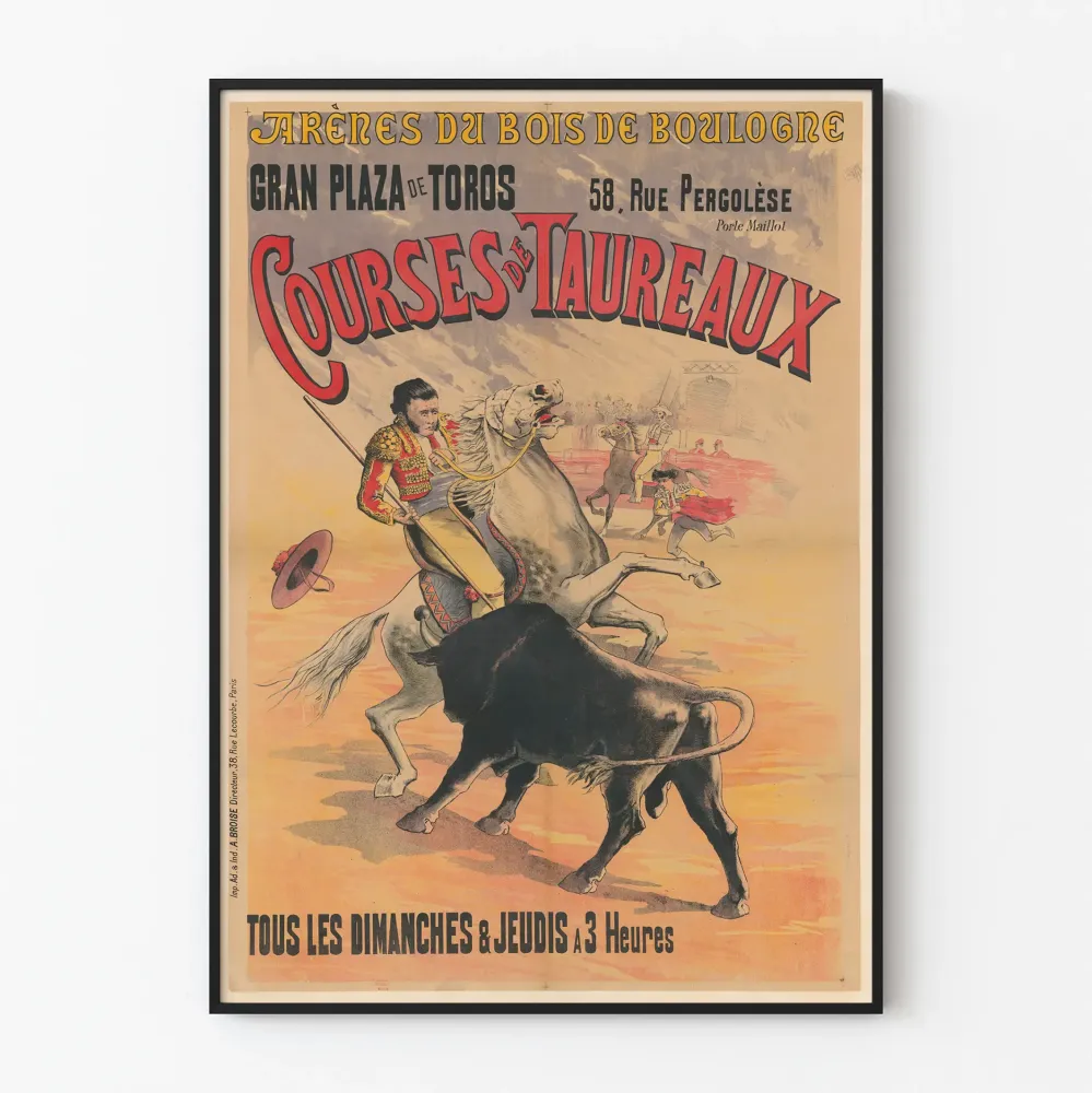 Vintagejuliste Arènes du Bois de Boulogne - Härkätaistelukilpailut