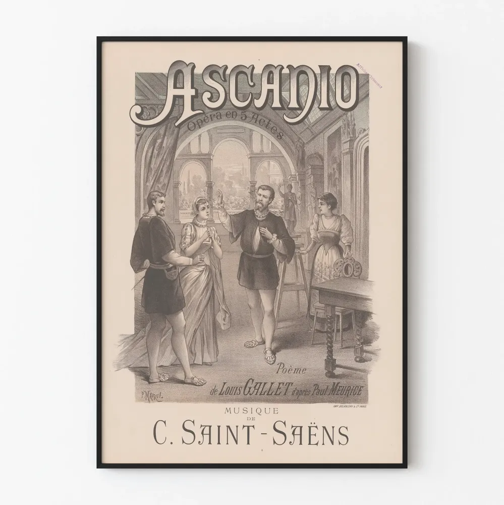 Vintagejuliste Ascanio, C. Saint-Saënsin 5 näytöksen ooppera