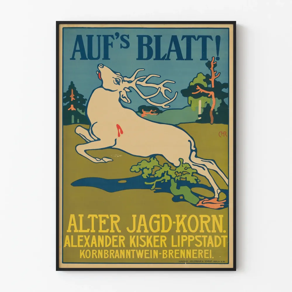 Vintagejuliste Auf's Blatt Alter Jagd Korn seinäkoristeeksi